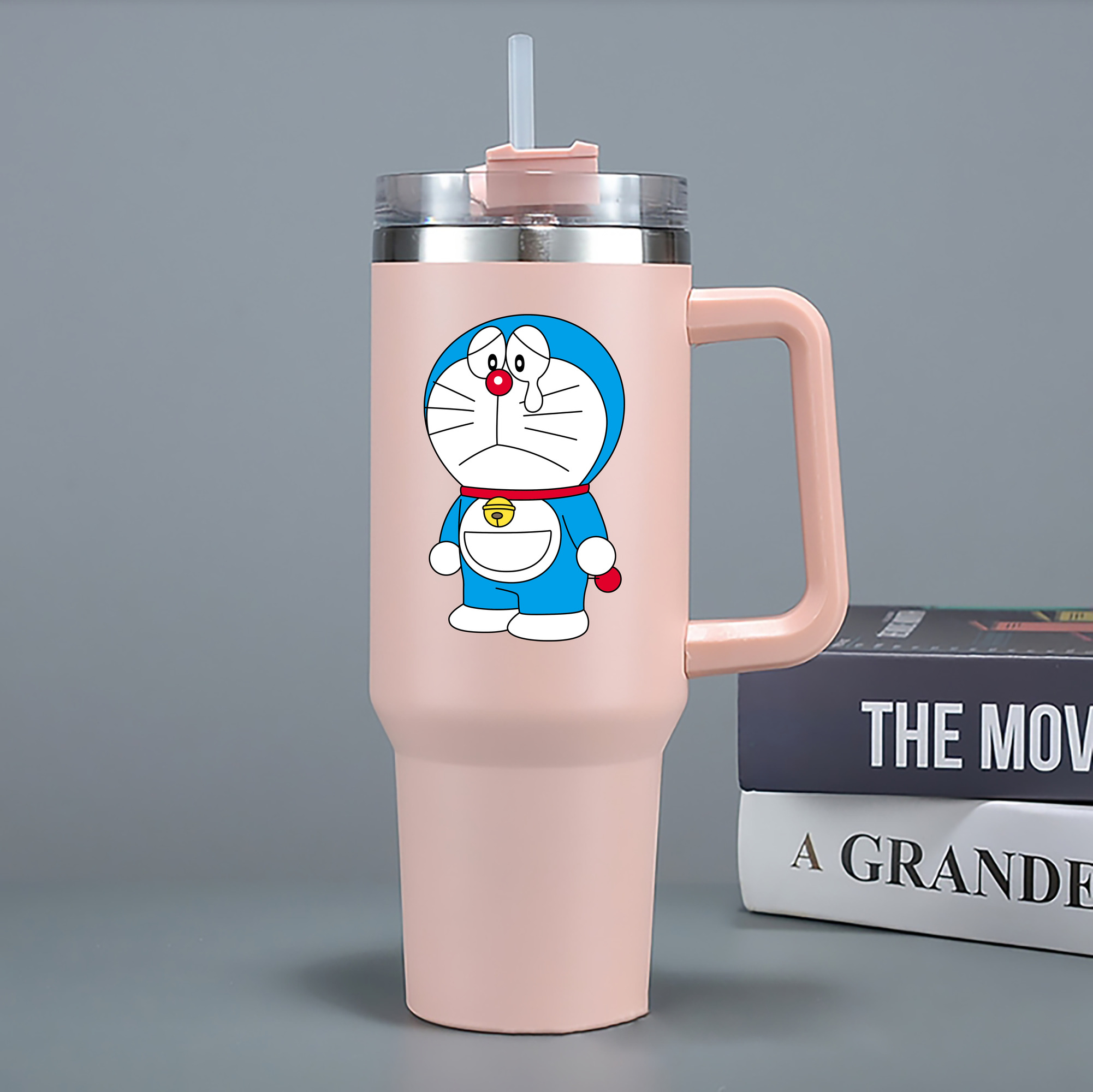 （画像用） ドラえもん Doraemon 1200mL車用タンブラー - クリスタルステッカー（プラスチックストロー付き）
